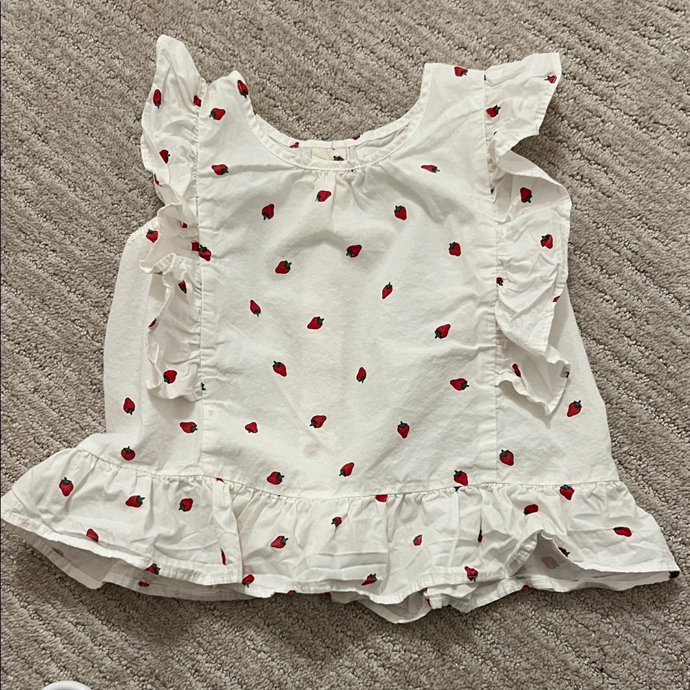 Zara Kids White Blouse with Red Details